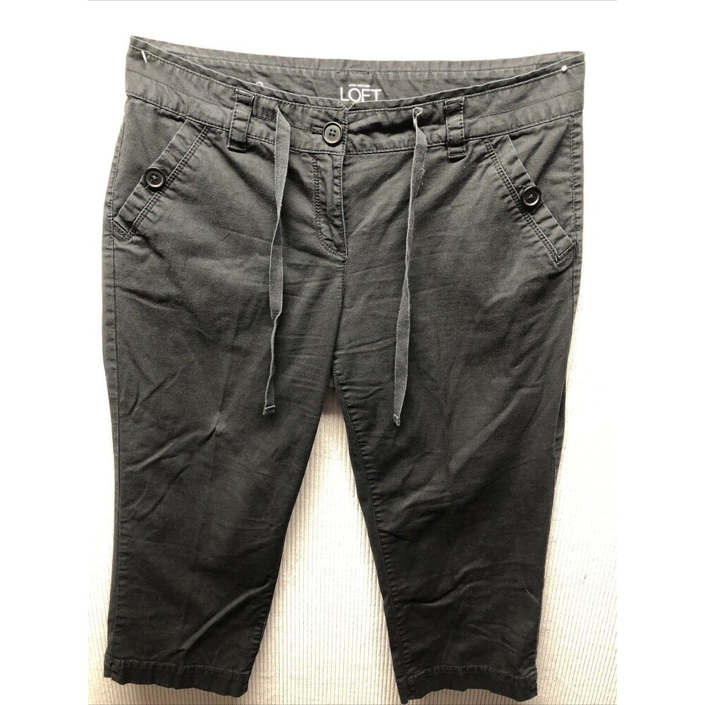 Ann Taylor Loft Womens Curvy Capri Pants Size 8 Blk Lightweight Travel Vacation